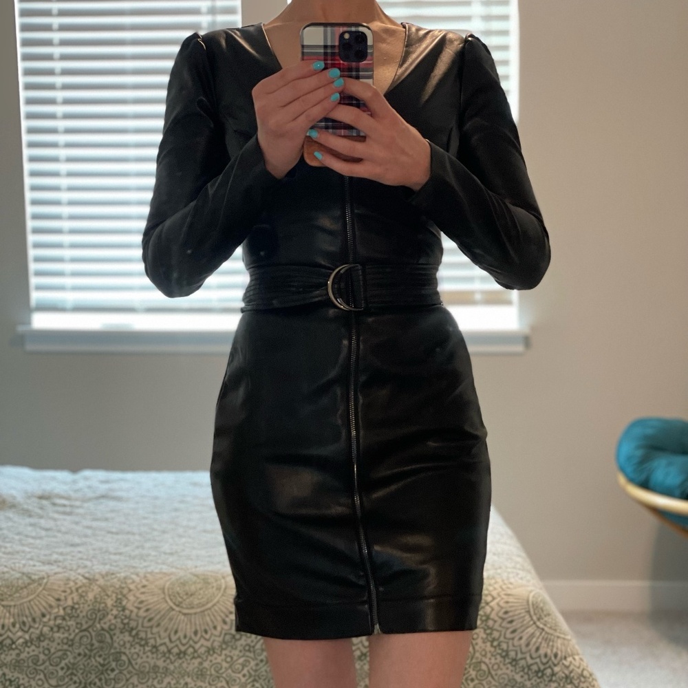 GUESS -- black faux leather dress -- size XS